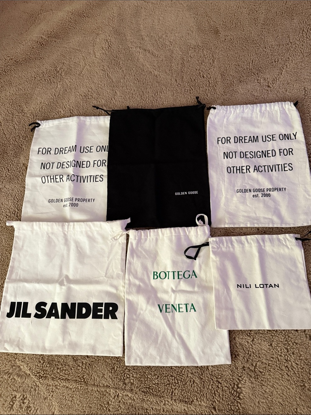 Jil Sander White and Black Branded Drawstring Dust Bags